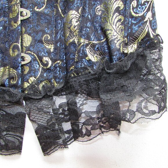 Blue Gold Black Lace Ruffled Corset Set - NEW - Picture 10 of 12